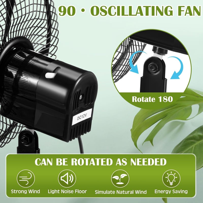 Tujoe 2 Pcs Portable Car Fan with Car Cigarette Lighter Electric Cooling 12 Volt Oscillating Fan 12 Volt Fan Automobile Vehicle 360 Degree Swivel Fan with Clip for Car Truck Supplies, Black (8 Inch) - Image 4